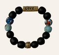 Matte Black ~LOVE~ Bracelet with Blue Accents