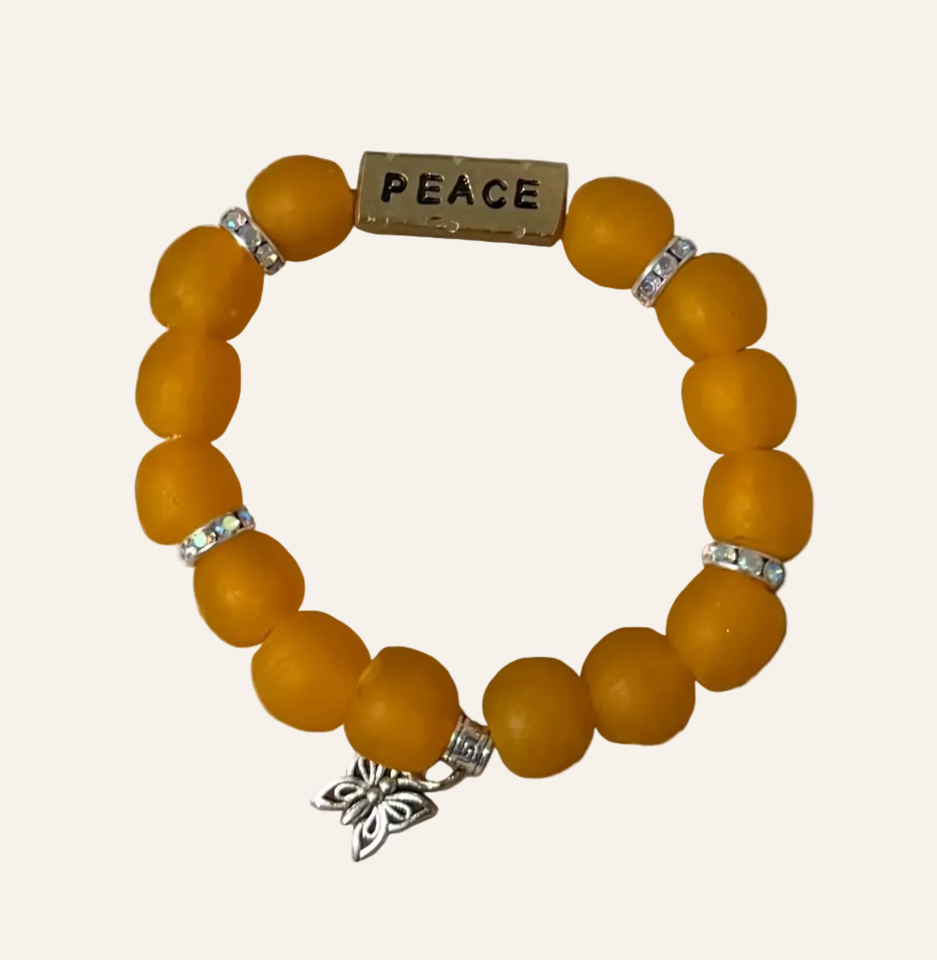 Gold Beaded ~PEACE~ Bracelet