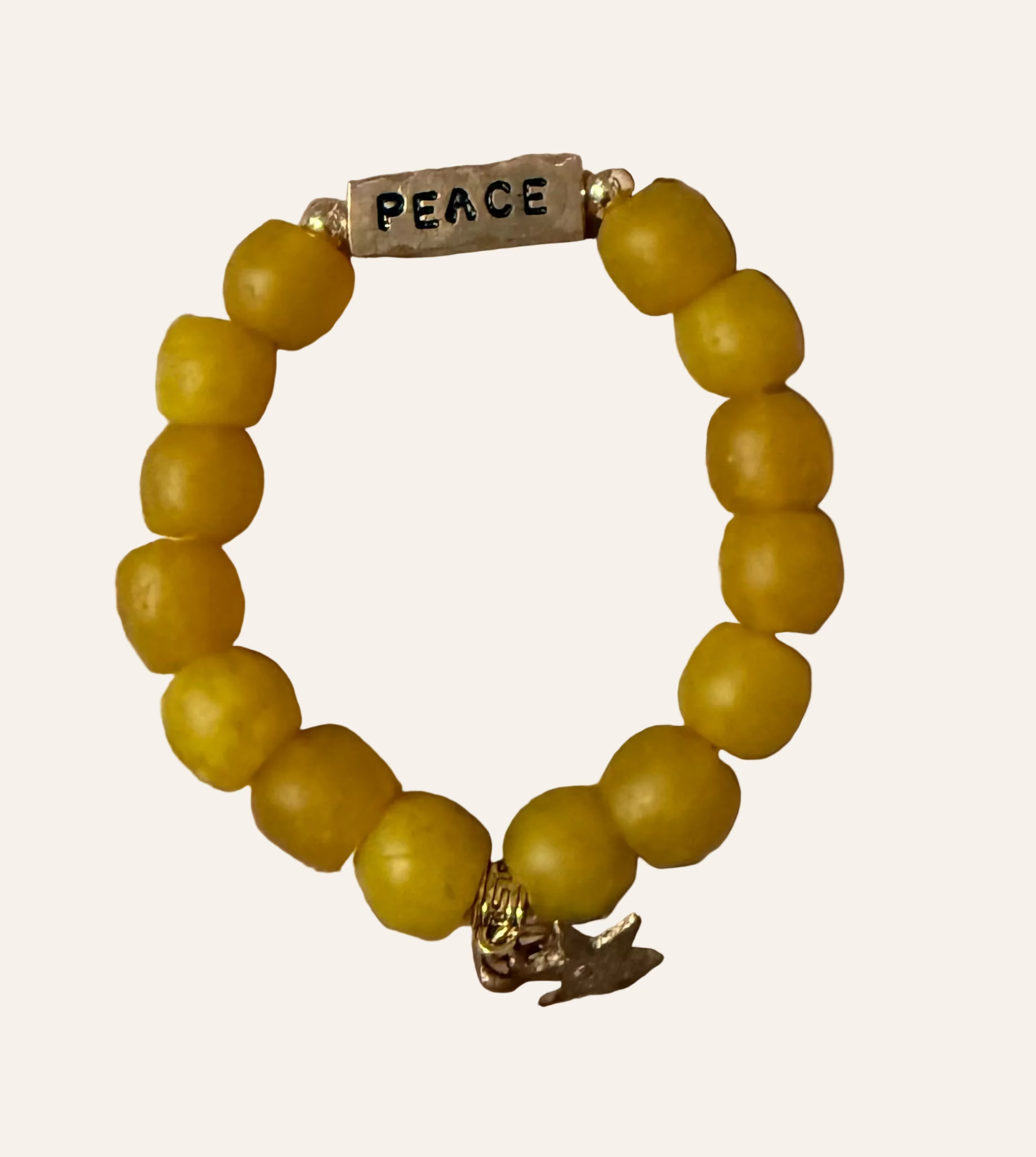 Yellow Beaded ~PEACE~ Bracelet
