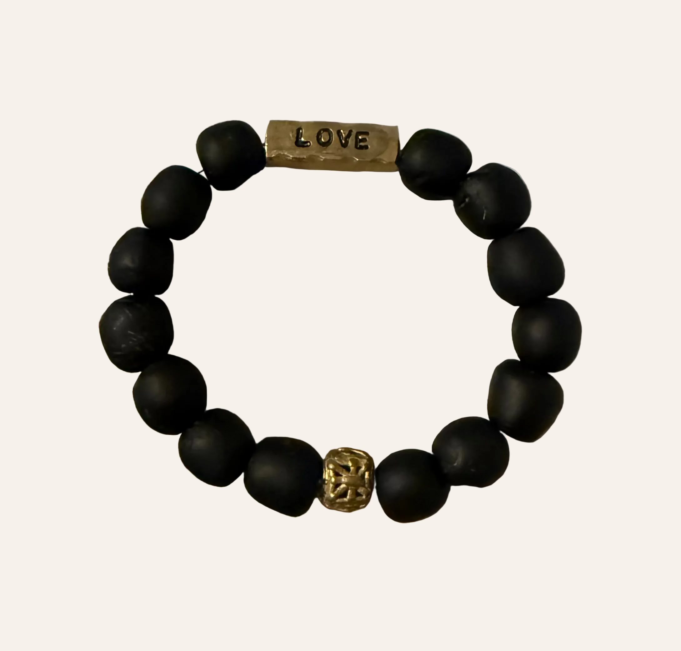 Matte Black Beaded ~LOVE~ Bracelet
