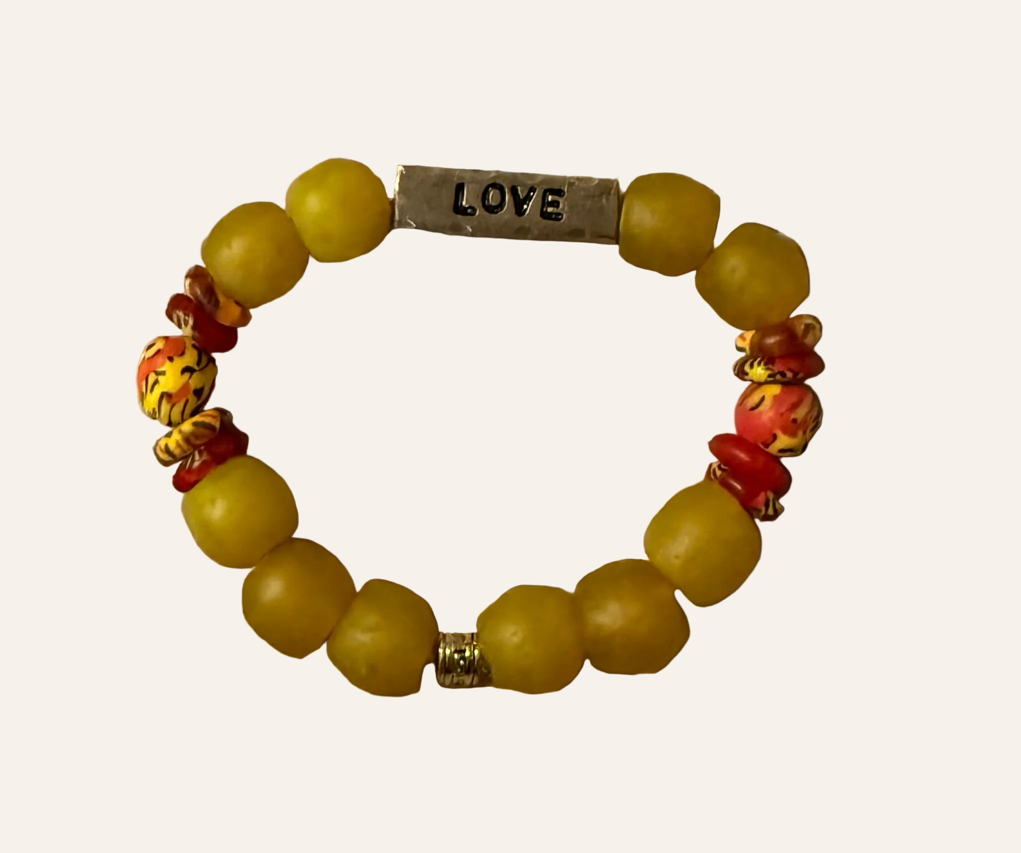 Yellow Beaded ~LOVE~ Bracelet