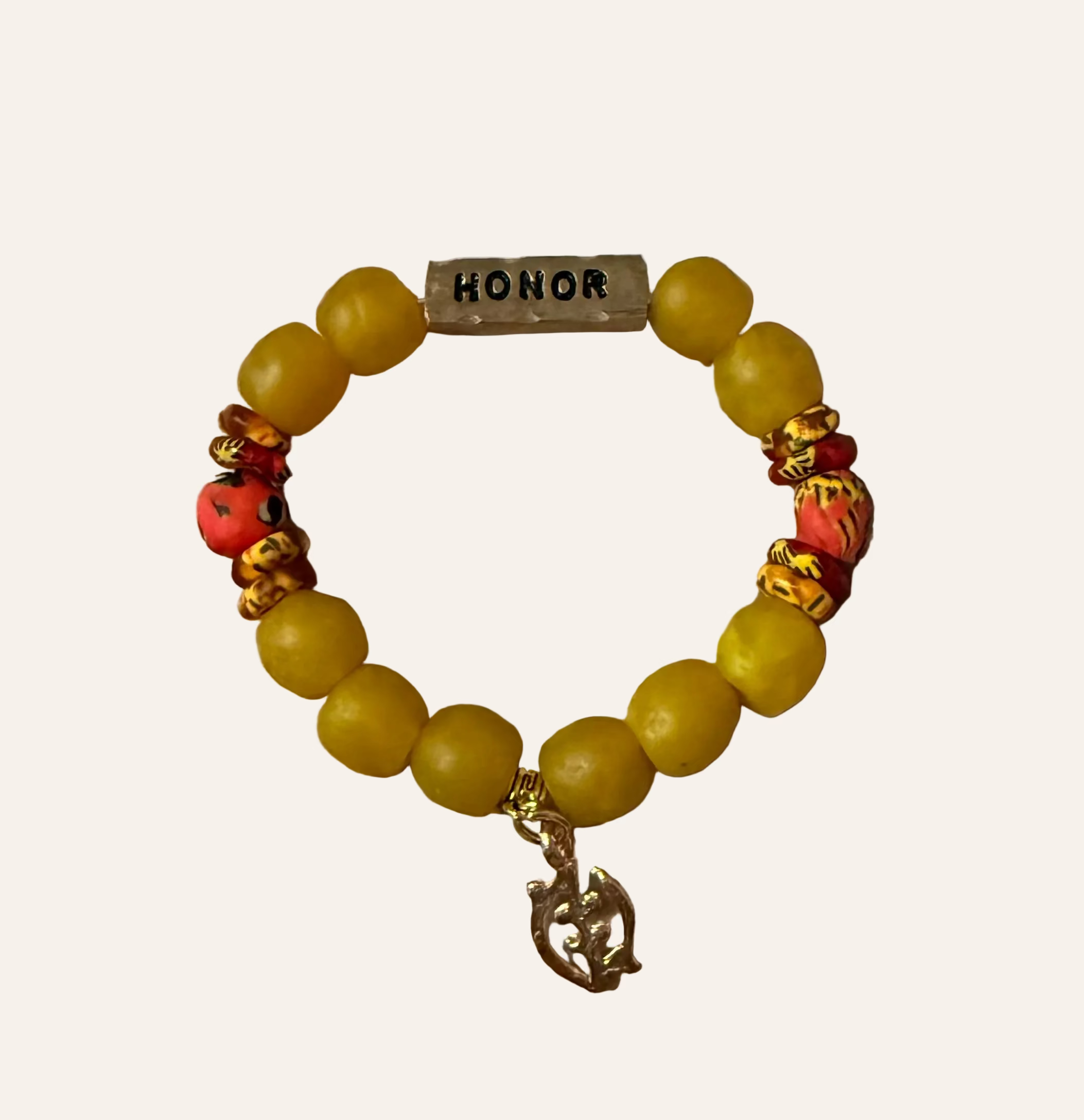 Yellow Beaded ~HONOR~ Bracelet
